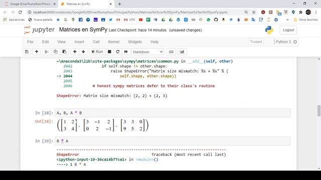 Matrices en Python/SymPy смотреть онлайн