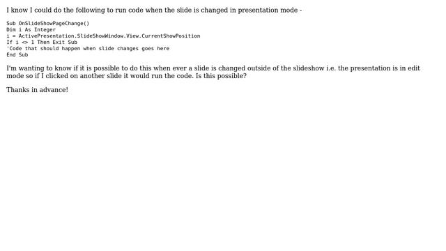 PowerPoint VBA - Run Macro When Slide Changes in Edit Mode смотреть онлайн