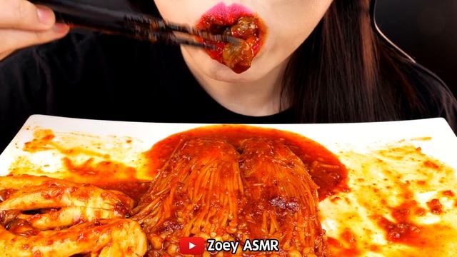 ASMR SPICY MUSHROOMS MUKBANG 매운 불닭팽이버섯 먹방 JAMUR ENOKI PEDAS NO TALKING EATING SOUNDS смотреть онлайн