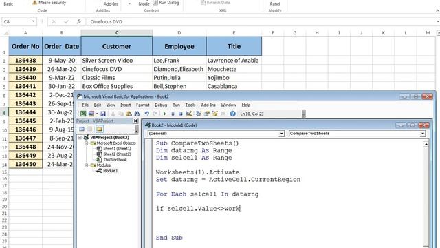 VBA Macro to Compare Two Excel Worksheets Cell by Cell смотреть онлайн
