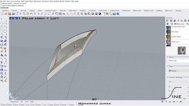 Rhino in 1 minute - EX 31 - Polar array + Loft смотреть онлайн