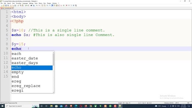 How to Add Comments on PHP code - Class No. #3 смотреть онлайн