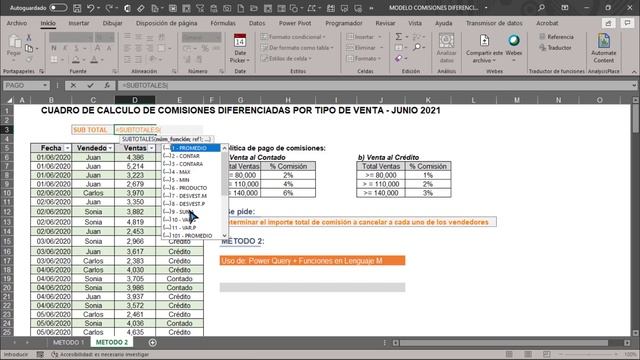 ¿CÓMO ELABORAR EL CUADRO DE CALCULO DE COMISIONES DIFERENCIADAS POR TIPO DE VENTA ? - USO: 2 MÉTODO