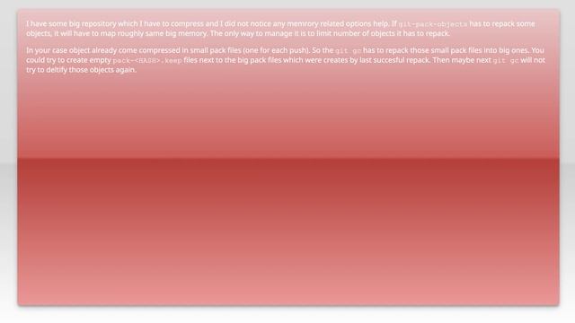 Git gc uses a lot of memory, even I limited it смотреть онлайн