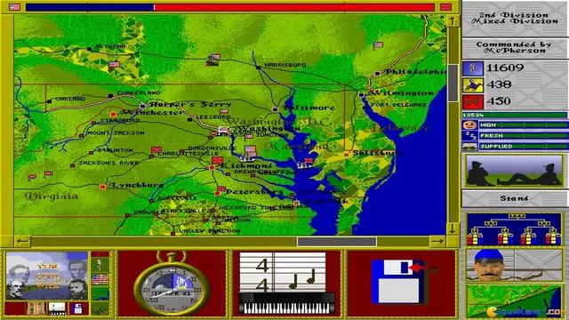 The Civil War (Empire Interactive) gameplay (PC Game, 1995) смотреть онлайн