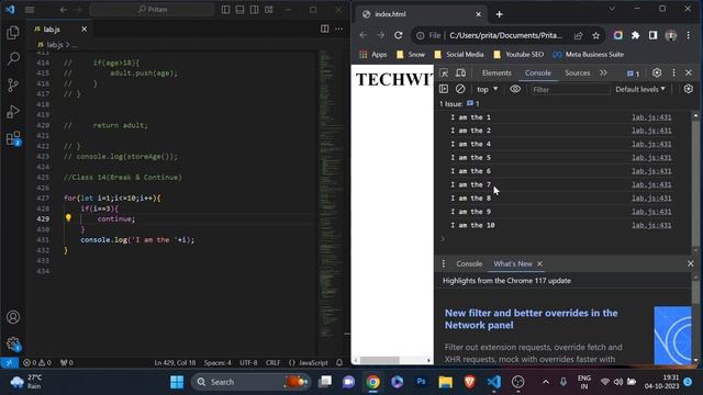 JavaScript Break and Continue Statement смотреть онлайн