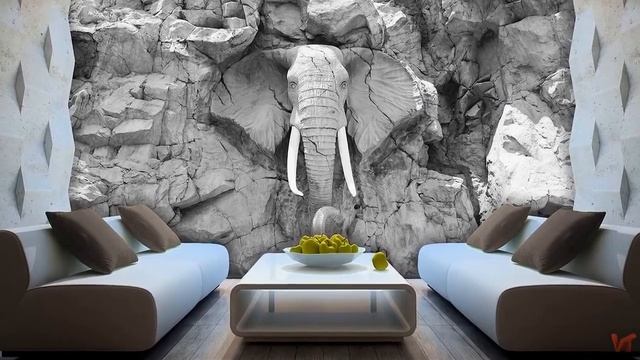 3D обои в интерьере комнаты. Животные на обоях смотреть онлайн