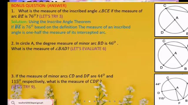 MATH10 TOPIC: RELATION AMONG CHORDS, ARCS, CENTRAL & INSCRIBE ANGLES | 2ND QUARTER смотреть онлайн