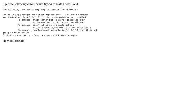 Ubuntu: Cannot install ownCloud on ubuntu 16.04 смотреть онлайн