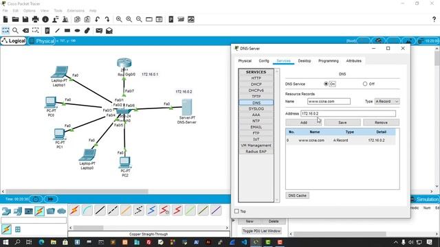 DNS Server Configuration in Cisco Packet Tracer смотреть онлайн