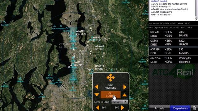 ATC4Real at KSEA, ATC simulator with REAL traffic in REAL time смотреть онлайн