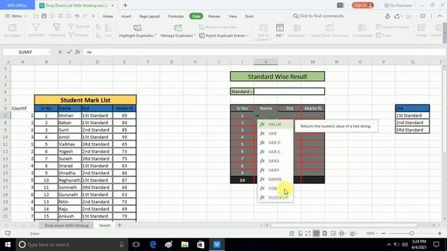 How To Use Dropdown list with Vlookup in Excel | vlookup with drop down list in excel in Marathi смотреть онлайн