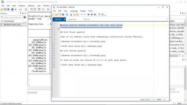 Create documents with Markdown-formatted text and Stata output