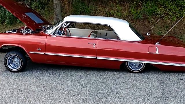 1963 RED BODY WHITE ROOF CHEVROLET IMPALA 2 DOOR SEDAN LOWRIDER смотреть онлайн