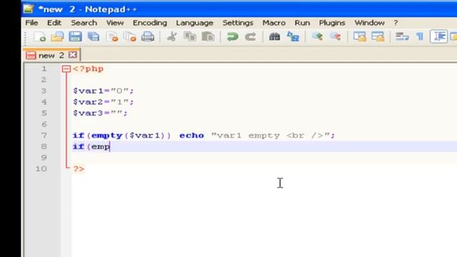 empty in PHP смотреть онлайн