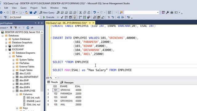 How to Find out Maximum and Minimum Salary in SQL || SQL in Telugu смотреть онлайн