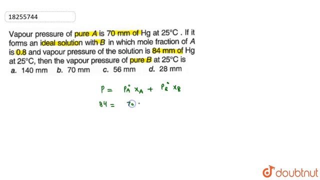 Vapour pressure of pure A is 70 mm of Hg at `25^(@)C`. If it forms an ideal solution смотреть онлайн