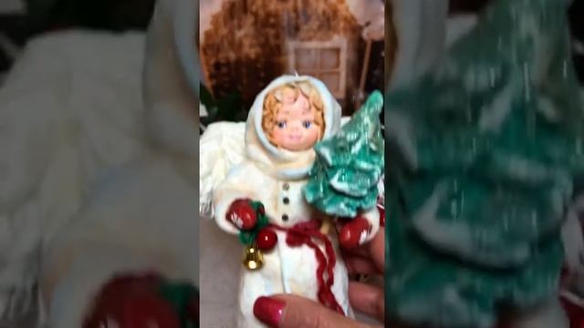 Ватная игрушка Рождественский Ангел . 12 см.с подвесом. смотреть онлайн