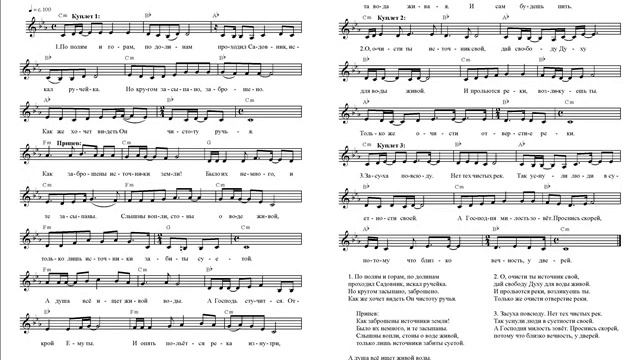 Как заброшены источники земли (По полям и горам). Ноты. (Through the fields and mountains) смотреть онлайн
