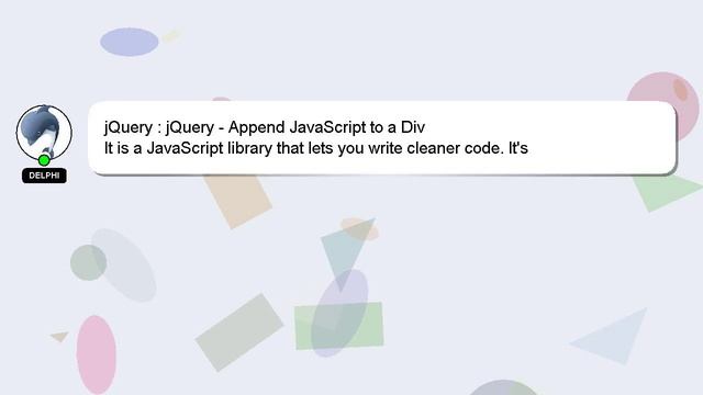 jQuery : jQuery - Append JavaScript to a Div смотреть онлайн