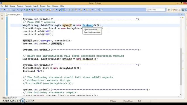 Java 7 feature: Type Inference for Generic Instance Creation example смотреть онлайн