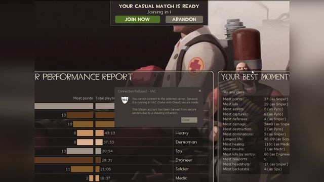 Наглядная демонстрация того как работает анти-чит VAC в Team Fortress 2 смотреть онлайн