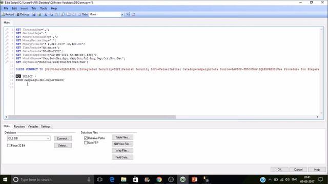 Connecting to a Data base from Qlikview | OLEDB and ODBC Connection Setup In Qlikview # Part 5 смотреть онлайн