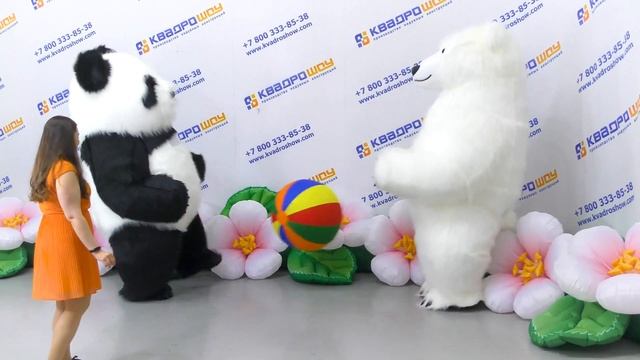 Поздравления Белый медведь и Панда inflatable mascot polar bear panda смотреть онлайн