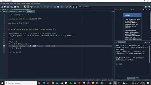 Statistika dan Pengulangan (Looping) - Spyder (Python 3.8) (part 1) смотреть онлайн