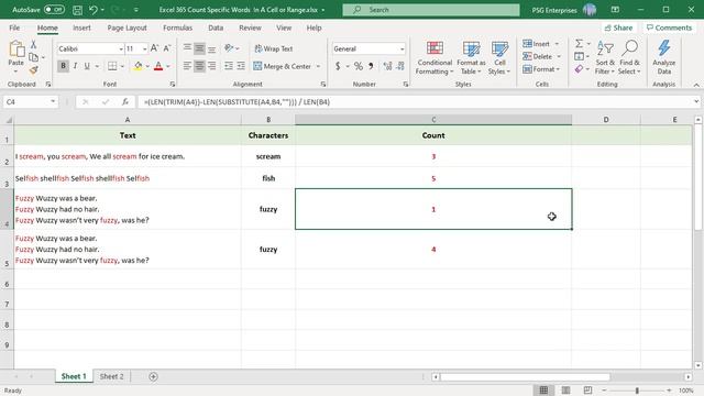 Count of Specific Word in a Cell or Range of Cells in Excel - Office 365 смотреть онлайн