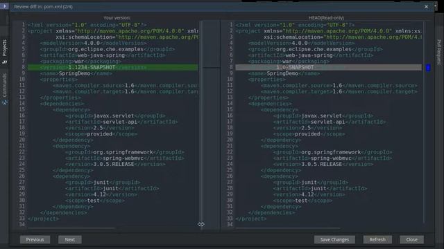 Eclipce CHE: Git diff next/prev demo (2017.09.19) смотреть онлайн
