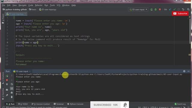 Python Tutorial - Getting User Input смотреть онлайн
