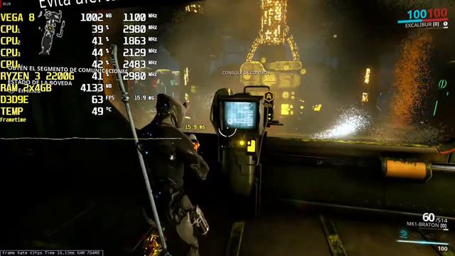 Warframe Gameplay Test - Ryzen 3 2200G Stock - 8GB RAM