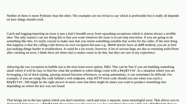 Softwareengineering: What is more Pythonic way to handle try-except errors? смотреть онлайн