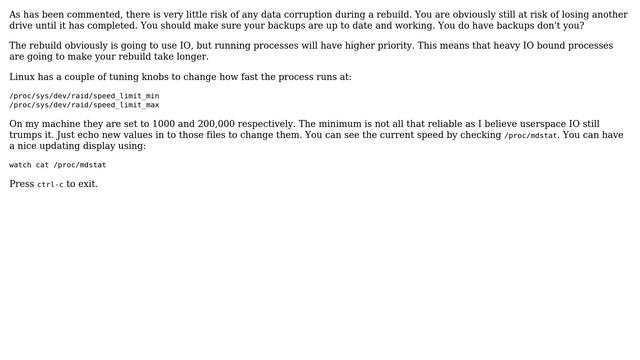 Do I need to stop services (Apache, MySQL) during software RAID 1 reconstruction on Linux? смотреть онлайн