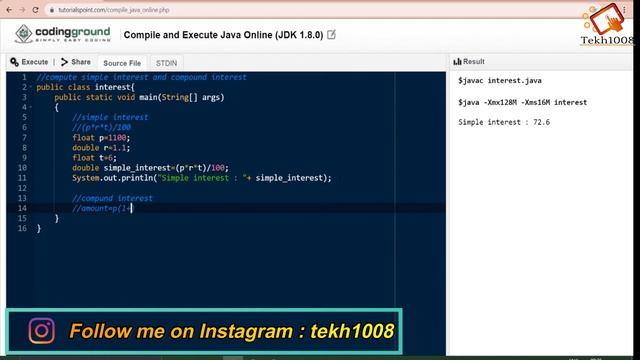 8) Java program to calculate Simple interest and Compound interest | JAVA QUESTION SERIES |Tekh1008 смотреть онлайн