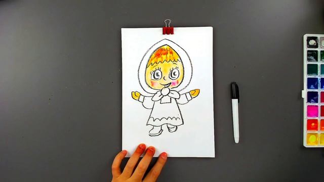 Простые рисунки - МАША - рисуем с РыбаКит + раскраска смотреть онлайн