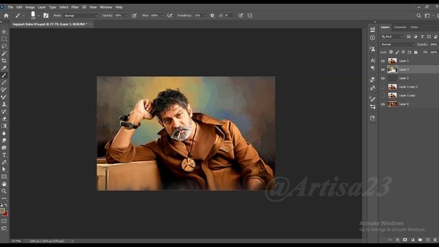 Transform a Photo to a Realistic Oil Painting - Photoshop Tutorial | Jagapathi Babu | Artisa 23 смотреть онлайн