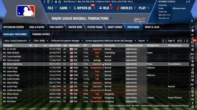 Out of the Park Baseball (OOTP) 19: Baltimore Orioles Franchise EP 7: OFFSEASON PT. 1 смотреть онлайн