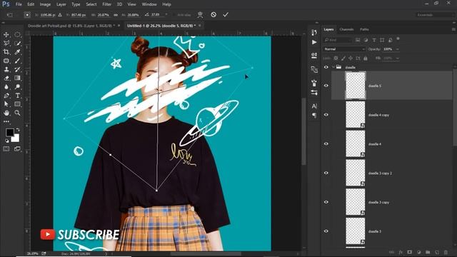 How to Create Doodle Portrait Effect in Photoshop - #Photoshop Tutorials смотреть онлайн