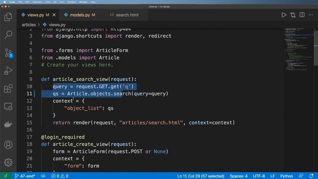 47 - Model Managers & Custom QuerySets for Search - Python & Django 3.2 Tutorial Series смотреть онлайн