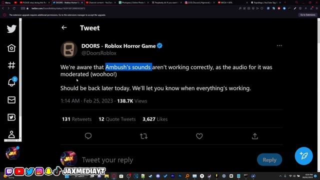 Roblox Removed DOORS' Ambush Sounds... смотреть онлайн