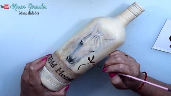 Botella reciclada estilo COUNTRY Manualidades?  Diy y DECOUPAGE