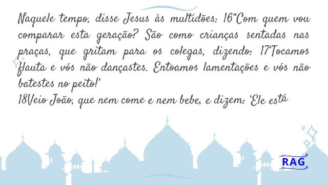 Evangelho de Jesus Cristo segundo Mateus (Mt 11,16-19) 09/11/2022 смотреть онлайн