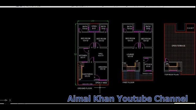 AutoCAD House Plan 25'X50' смотреть онлайн