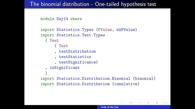 Code of the Day 14 - Hypothesis test (Binomial distribution) смотреть онлайн