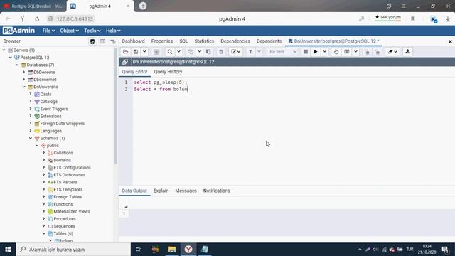 PostgreSQL Ders 55 Pg Sleep Komutu смотреть онлайн