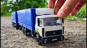 Тюнинг моделек! Сделал ламбрекены, брызговики, антенну! Конверсия МАЗ 6303 с прицепом! Про машинки!