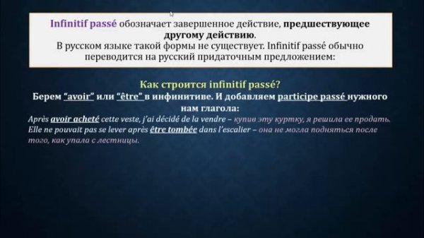 Уроки французского#105: Infinitif passé / Инфинитив прошедшего времени
