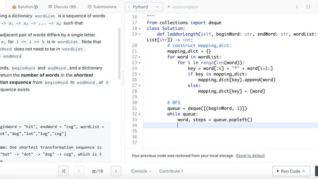 Word Ladder - Leetcode 127 - BFS - Python смотреть онлайн